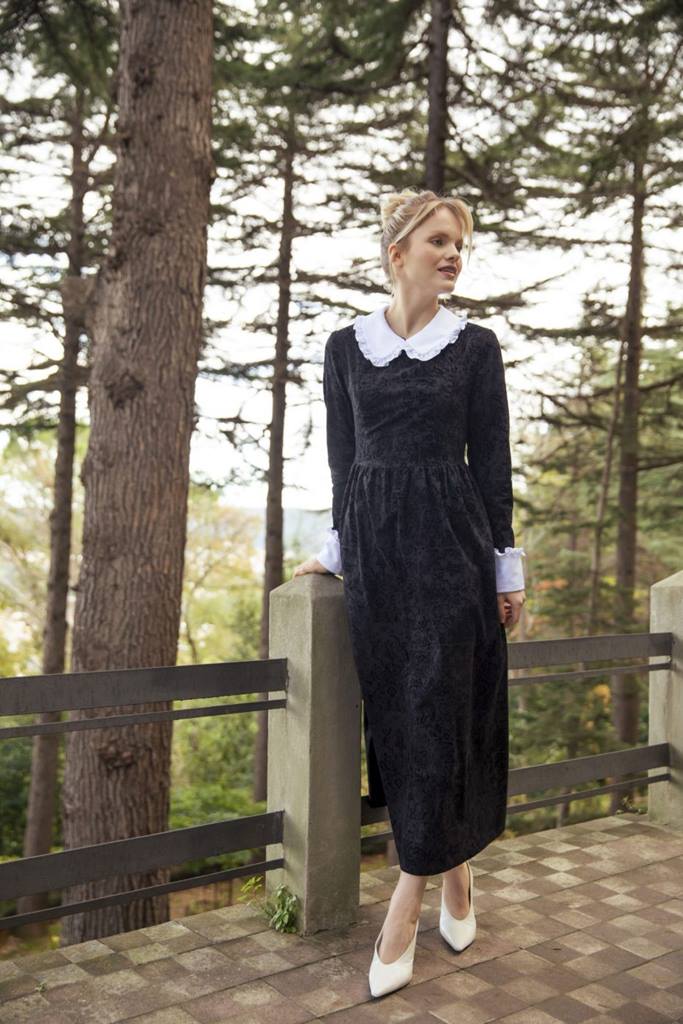 Taylor Poplin Yaka Detaylı Midi Elbise