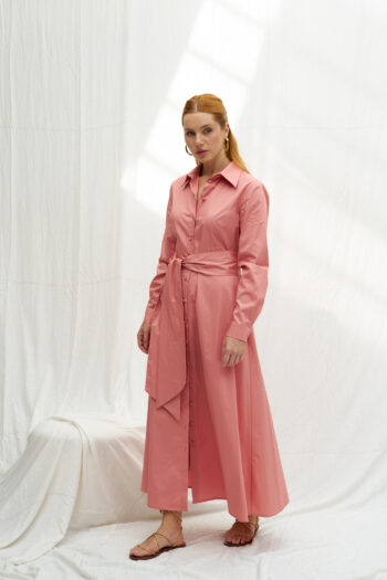 Kelly Kuşaklı Gömlek Elbise